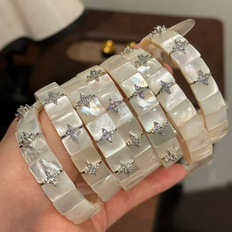 Natural White Mother-Of-Pearl Bracelet for Women, Gold Thread Mother-Of-Pearl Bracelet, Black Mother-Of-Pearl Bracelet for Women, Wealth-Attracting and Fortune-Turning Bracelet, Women's Gift