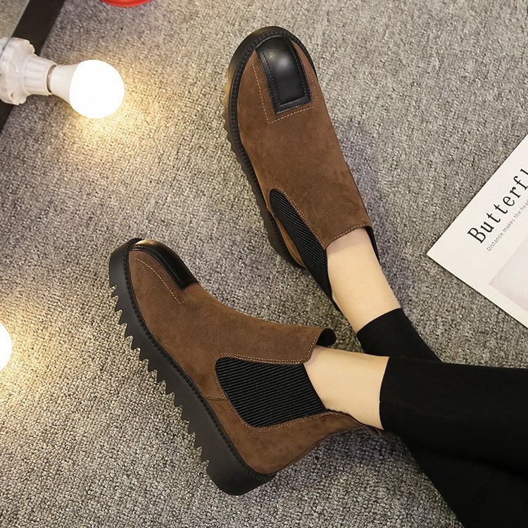 Mùa thu và mùa đông 2018 mới Giày bốt đế bệt Martin đế bệt đế dày cotton phía dưới giày boot nữ cổ cao đế bằng