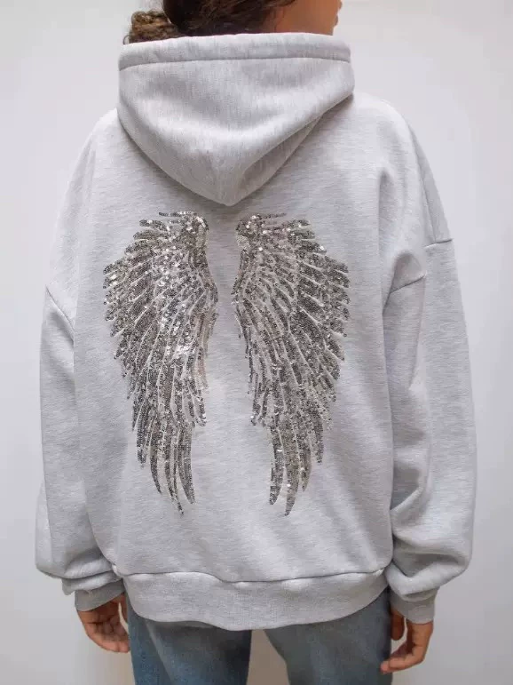 Свитер с пайетками в виде крыльев Meriel 2025 angel loose silver