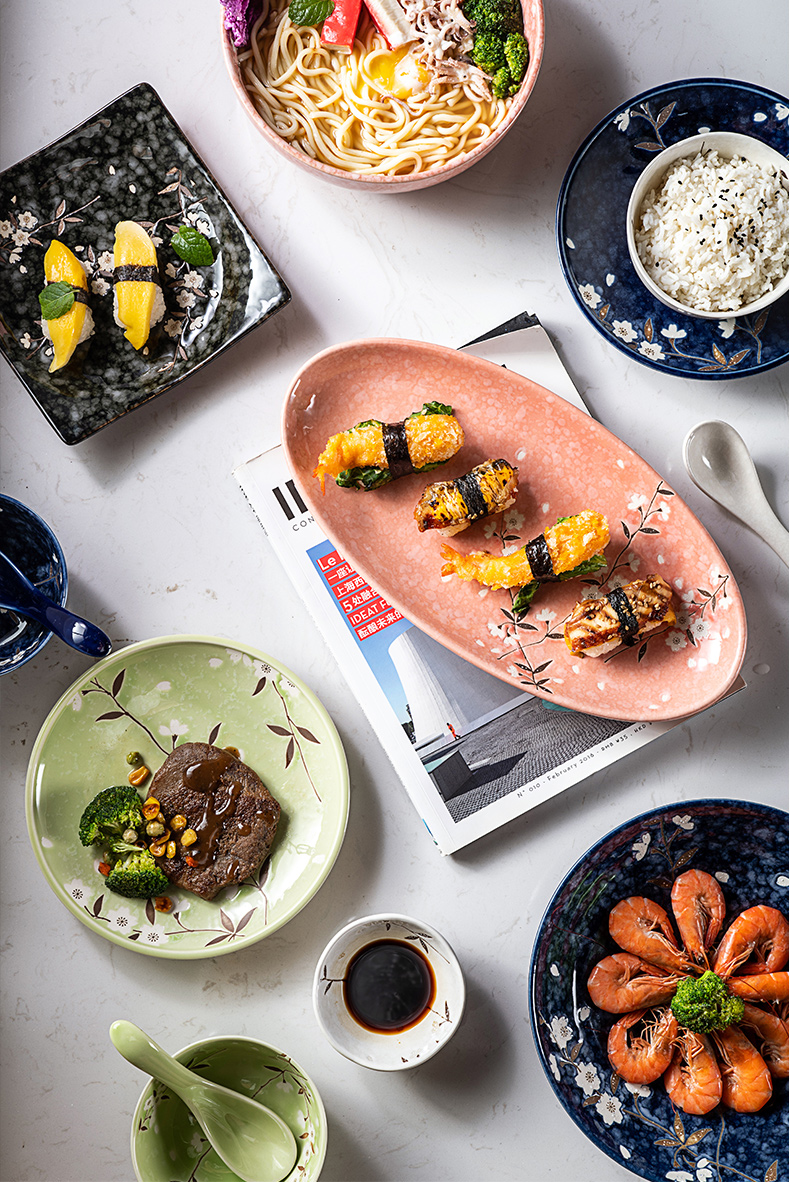 Japanese and wind household set bowl dish bowl dish bowl chopsticks combination dishes suit ceramic tableware suit many people eat