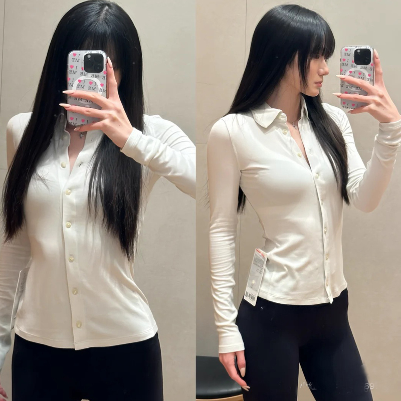 Luce Lummax2025 Spring and Summer New Tight-Fitting Long-Sleeved Knitted Cardigan Shirt Polo Shirt Henley Shirt