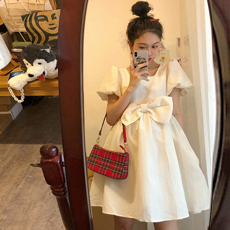 French retro gentle temperament first love design sense niche super fairy dress waist princess skirt chic summer