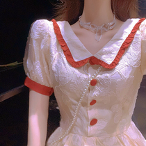 First Love Nepotism Dress Retro Gentleness Little Crowdherben Wind Doll Collar Dress Skirt Fairy Supersensonian long skirt