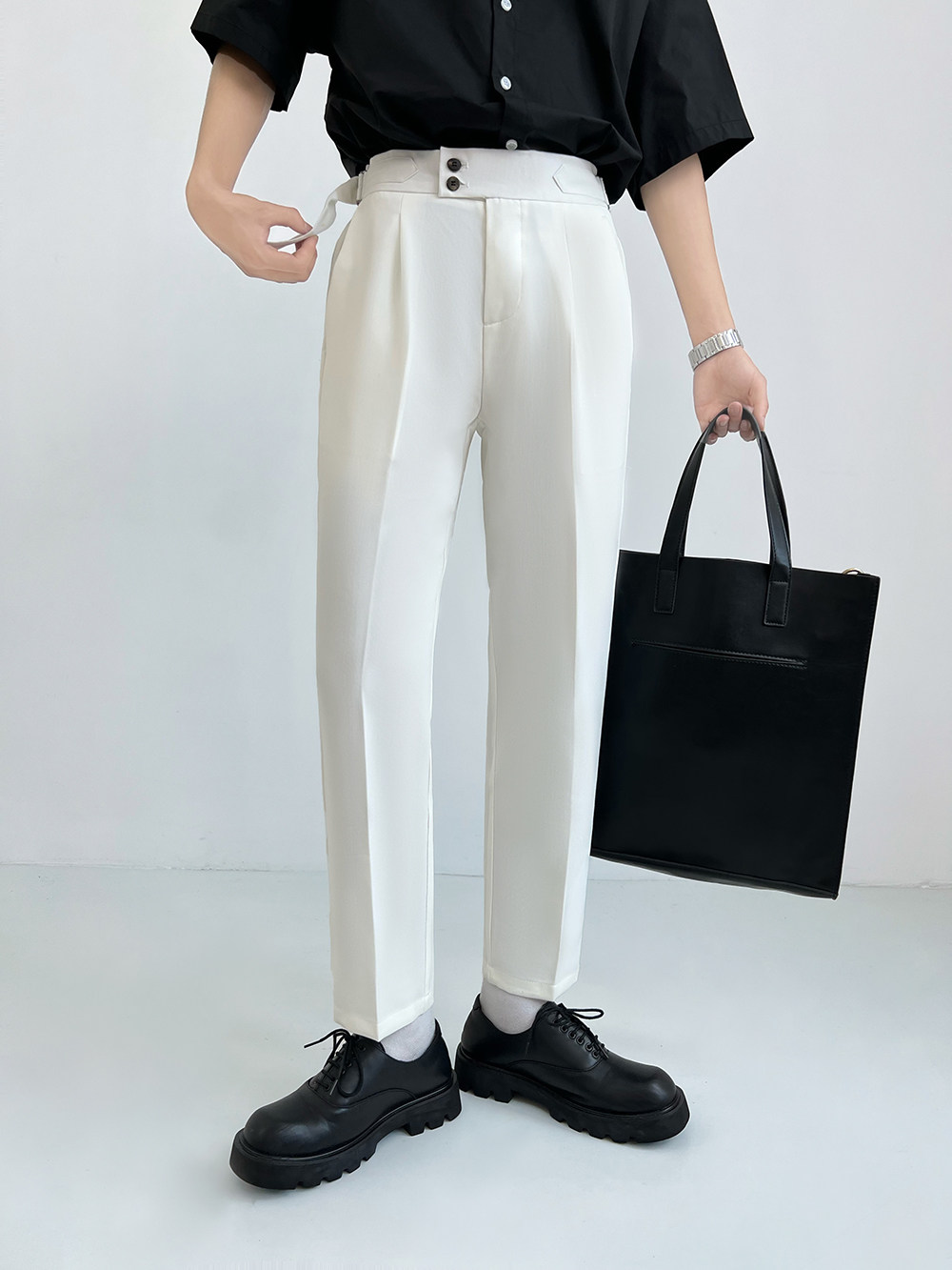 Неаполь небольшой брюки мужской свободный продвинутый драпировка девять очков весна талия случайный 𫔮 прямо костюм брюки 