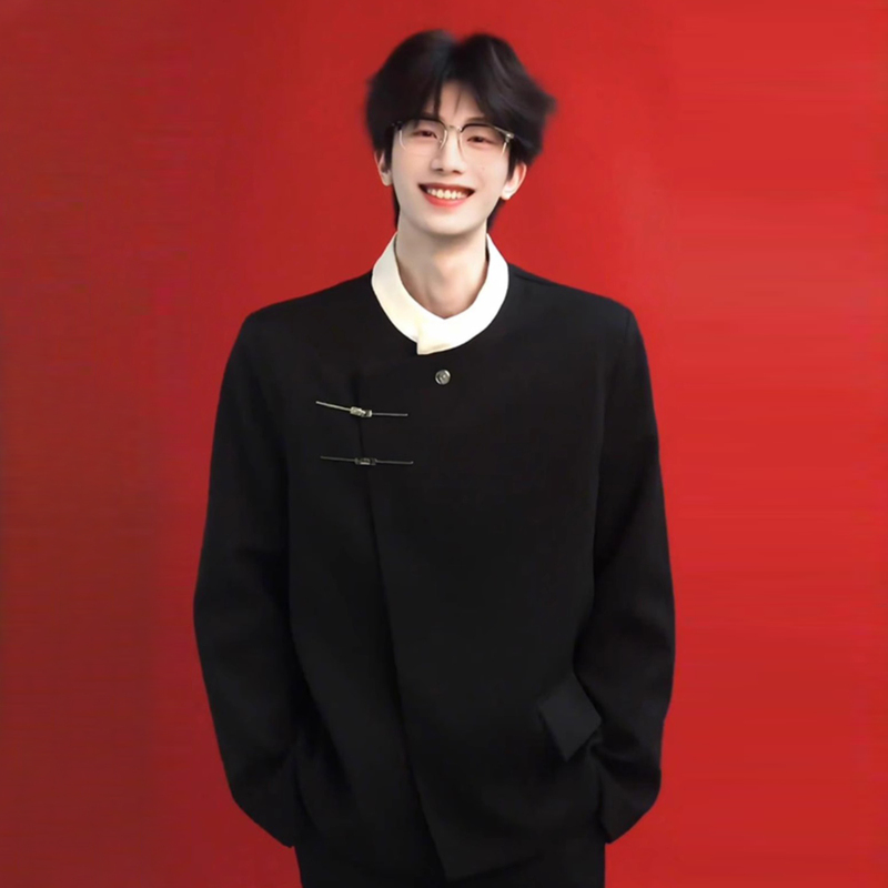 New Chinese-Style National Style Stand-Collar Zhongshan Suit, High-End Wedding Suit Jacket for Men, Spring and Autumn Engagement Suit Set