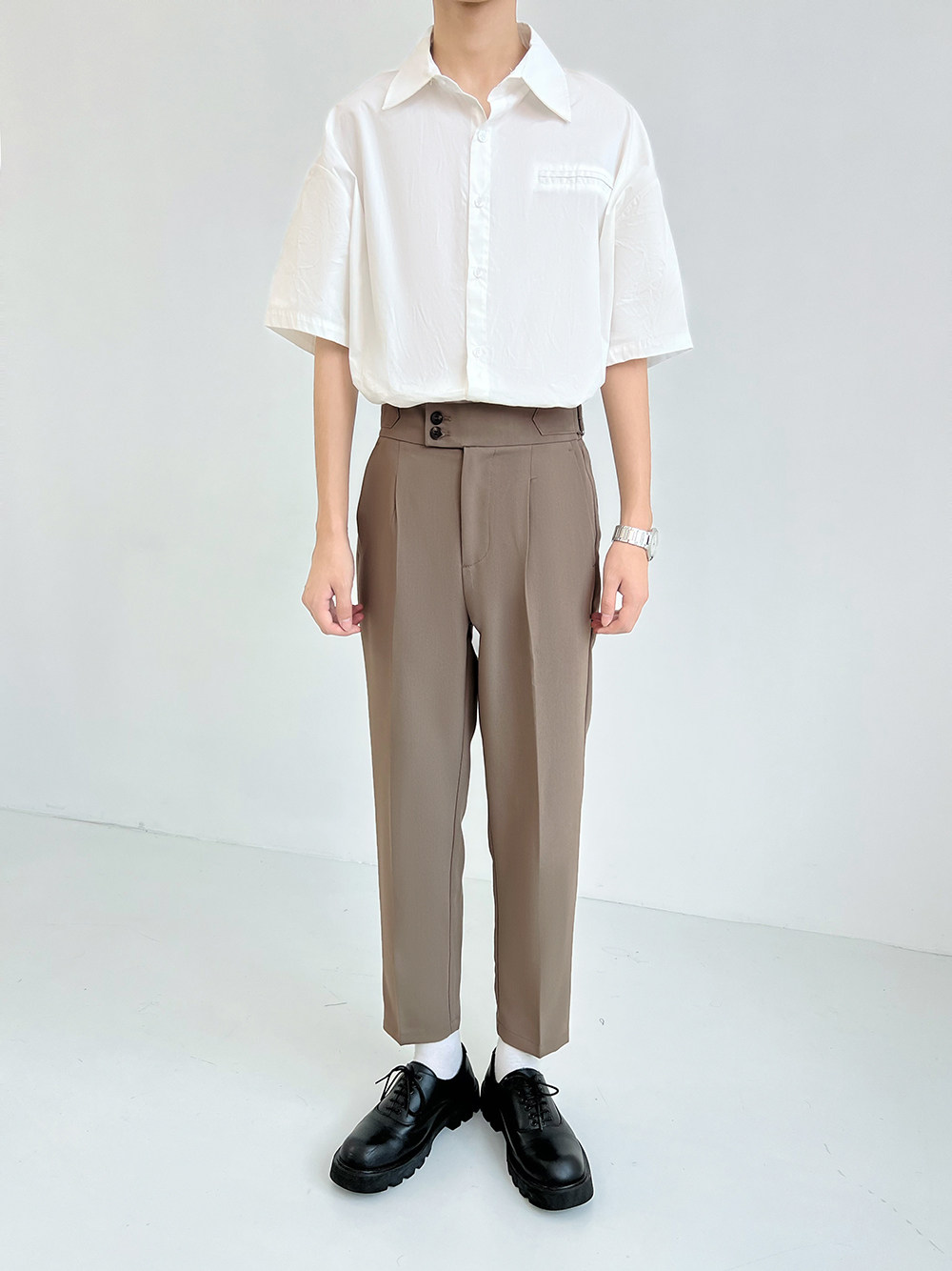 Неаполь небольшой брюки мужской свободный продвинутый драпировка девять очков весна талия случайный 𫔮 прямо костюм брюки 