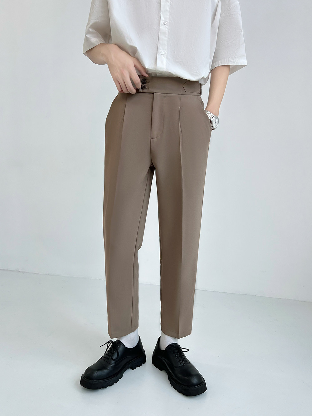 Неаполь небольшой брюки мужской свободный продвинутый драпировка девять очков весна талия случайный 𫔮 прямо костюм брюки 