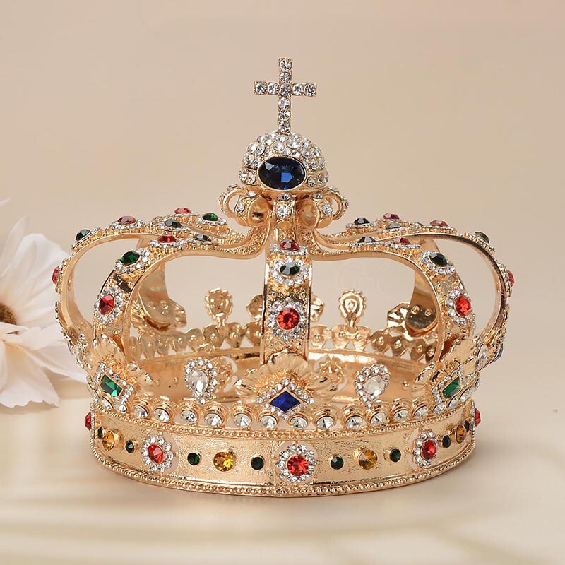 New Style King Crown Retro Alloy Gemstone Headwear Men's Prom Performance Accessories Unisex Prince Crown New Style King Crown Retro Alloy Gemstone Headwear Men's Prom Performance Accessories Unisex Prince Crown