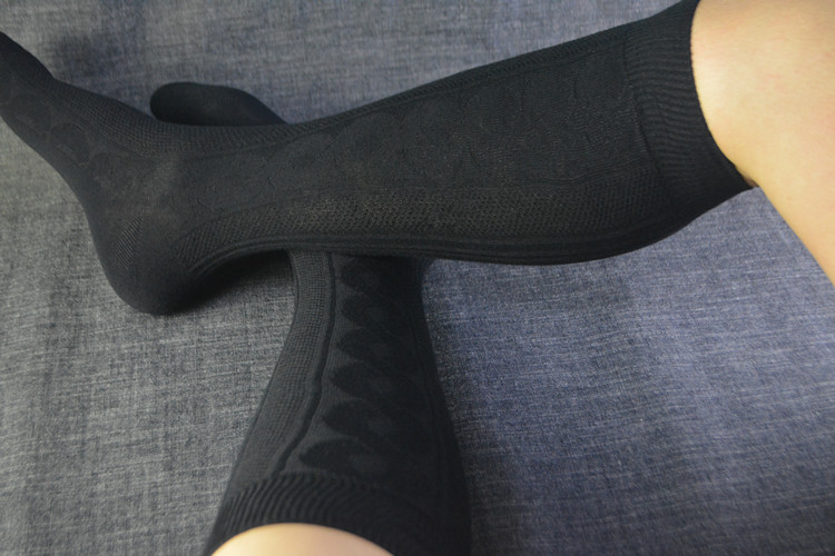 Vớ nam vớ cotton cho nam Mùa đông Cotton kinh doanh Vớ nam vớ cotton dày Twist đen Stockings tất lót lông