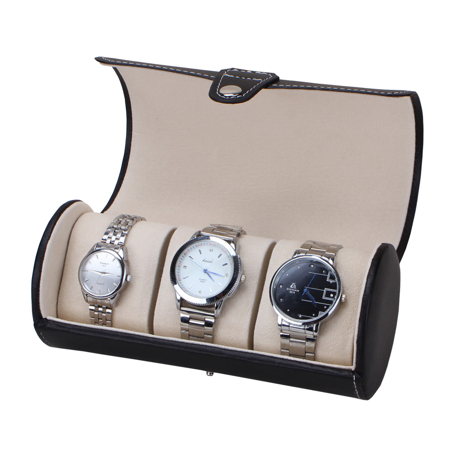 Portable leather 3-place watches box Hand-meter box Handmade collection of collection to display the box