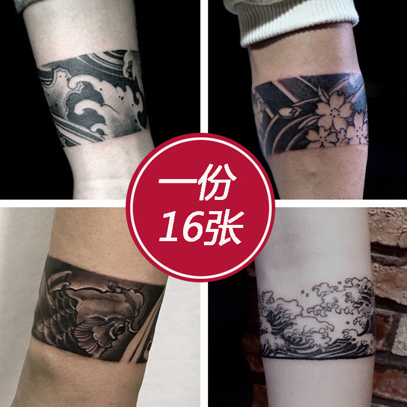 Temporary Tattoo Stickers for Women, Arm and Forearm Stickers, Female Hand Back Stickers, Long-Lasting Scar Cover-Up, Ukiyo-E Flower Arm, Wave Arm Design