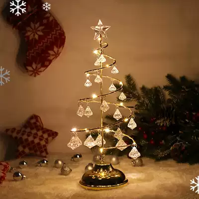 Mini little Christmas tree Small household desktop ornaments Luminous night light Golden Christmas Christmas decoration