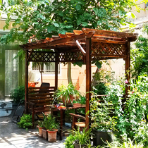 Grape shelf courtyard outdoor pavilion solid wood Pavilion Garden Villa outdoor pergola four corner awning with table and chairs