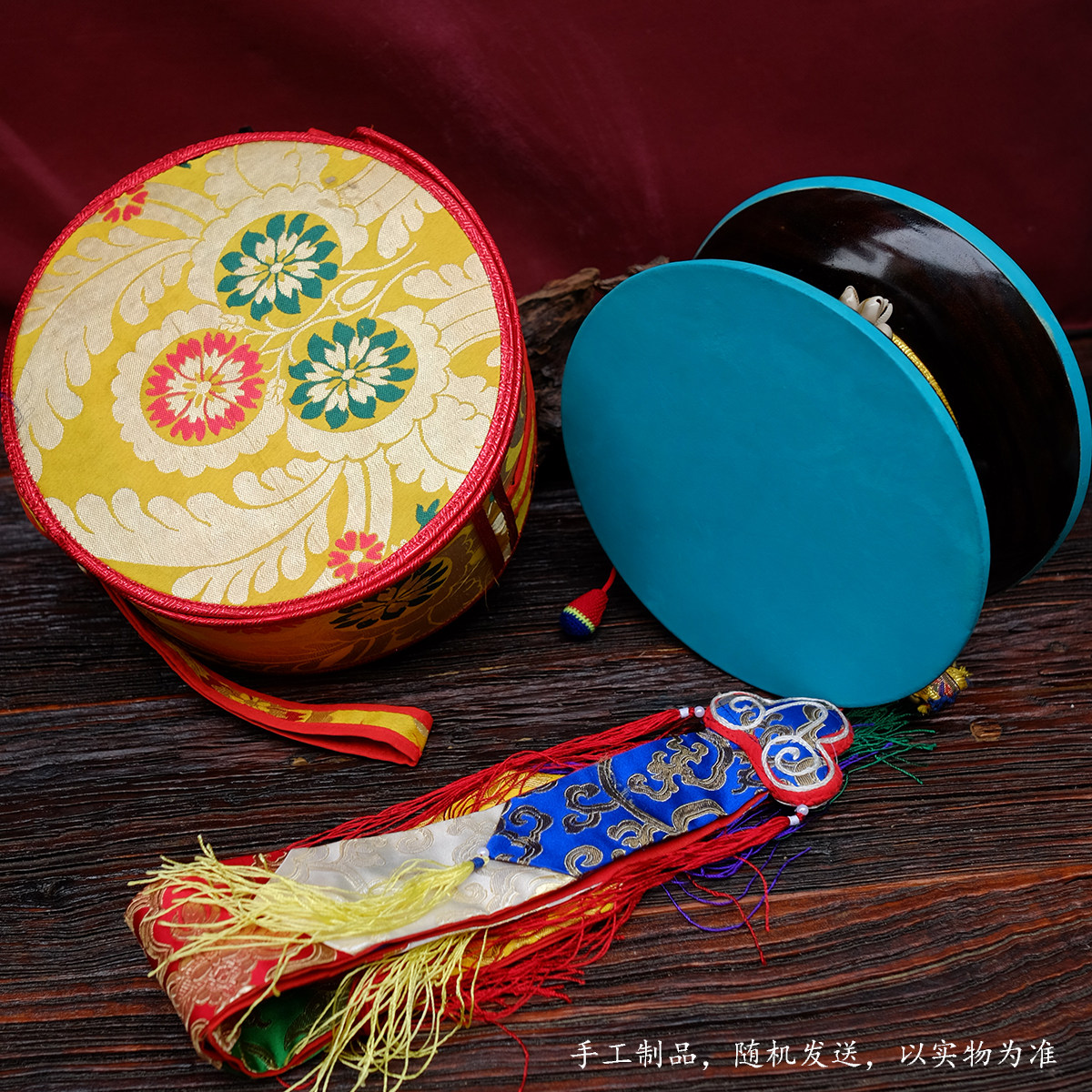 Nepal handmade exquisite Sandan wood sheepskin method drum breaking drum gusari tantric ritual instrument distribution drum sleeve drum banner