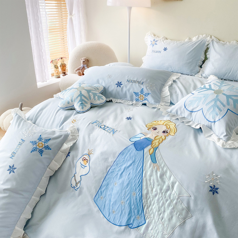 Four-Piece Bed Set, Pure Cotton, Elsa Princess, Elsa, Girls' Children's Room, Girls' Three-Piece Set, Bed Sheet, Quilt Cover
