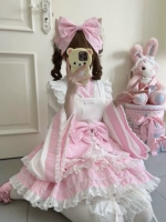 Розовая юбка, фартук с бантиком