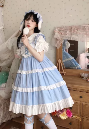 Оригинальная дизайнерская цветная летняя одежда, (в наличии на складе), стиль Лолита, эффект подтяжки, Lolita Jsk