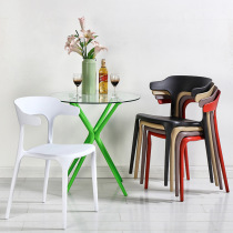 Backrest plastic chair stackable household dining chair casual office coffee hall chair Horn Chair