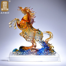 Manufacturer customized glazed pendulum piece Handicraft Horse Office Living Room Adornment Business Opening Gift