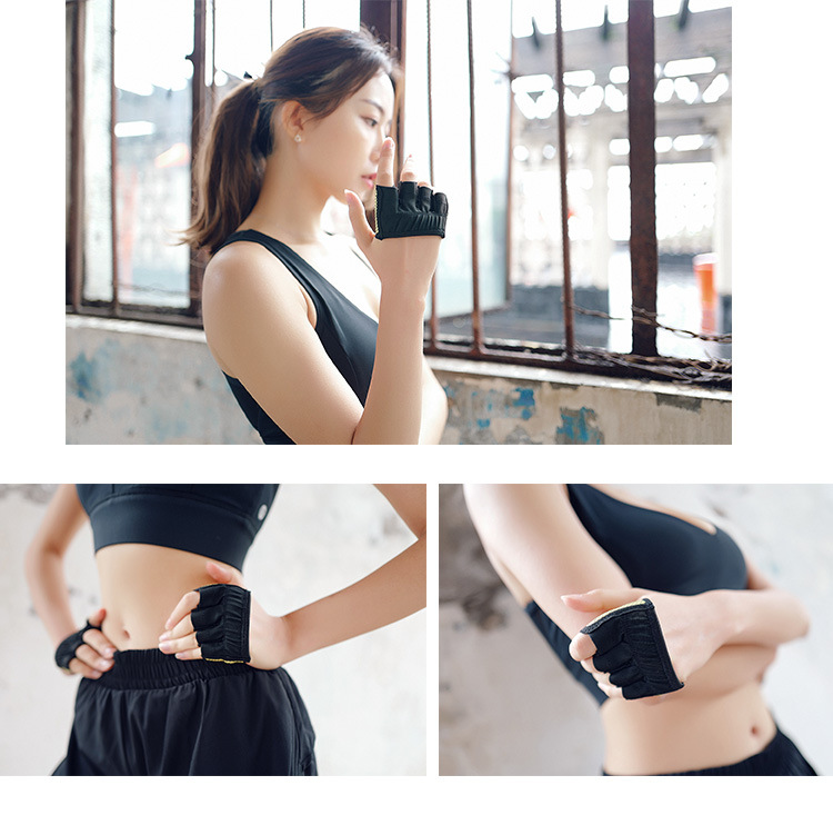 2018 nữ chống trượt bốn ngón tay trên không yoga găng tay bảo vệ một nửa ngón tay găng tay thể thao thoáng khí găng tay thể dục - Găng tay găng tay nữ đẹp
