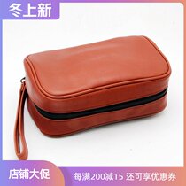 Pipe special sheepskin four bucket bag built-in cowhide tobacco bag cigarette bag wallet card Brown