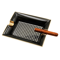 Japanese century Siglo cigar ashtray bone china two square black and white lattice gold edge ashtray