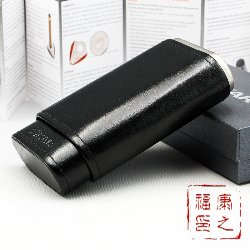 New Sika cigar three-pack leather case cowhide 3 carbon fiber cedar wood portable leather case 249CF