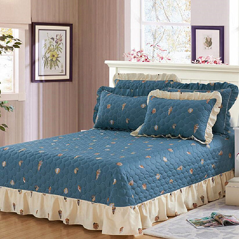 Eurostyle pure cotton bed cover single piece three sets thickened all cotton quilted foreign trade bed cover cotton bed cover with cover special price