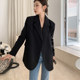 Black suit jacket female small high-end design sense niche loose temperament suit autumn top jacket trendy