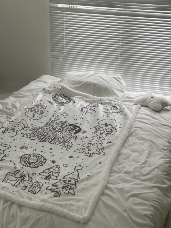 No!Why Shop·Wai Shop "Snow" Christmas Flannel Sherpa Double-Layer Thickened Blanket Air Conditioning Blanket No!Why Shop·Wai Shop "Snow" Christmas Flannel Sherpa Double-Layer Thickened Blanket Air Conditioning Blanket