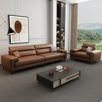 Genuine leather business office sofa simple modern Italian style leisure company reception area negotiation coffee table combination