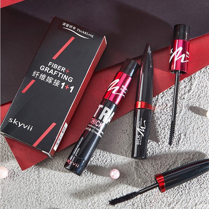Automatic batch mascara 2 set grafting fiber concentrated curling fiber long waterproof and non - faint 10ml