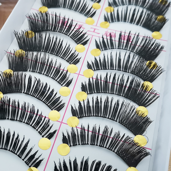 Automatic batch Taiwan pure handmade false eyelashes upper eyelashes thicker F35 transparent stem 10 pairs