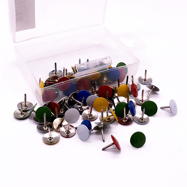 Color pushpin press nail press nail round head big head nail pin small nail Painted map Ding about 70 pieces
