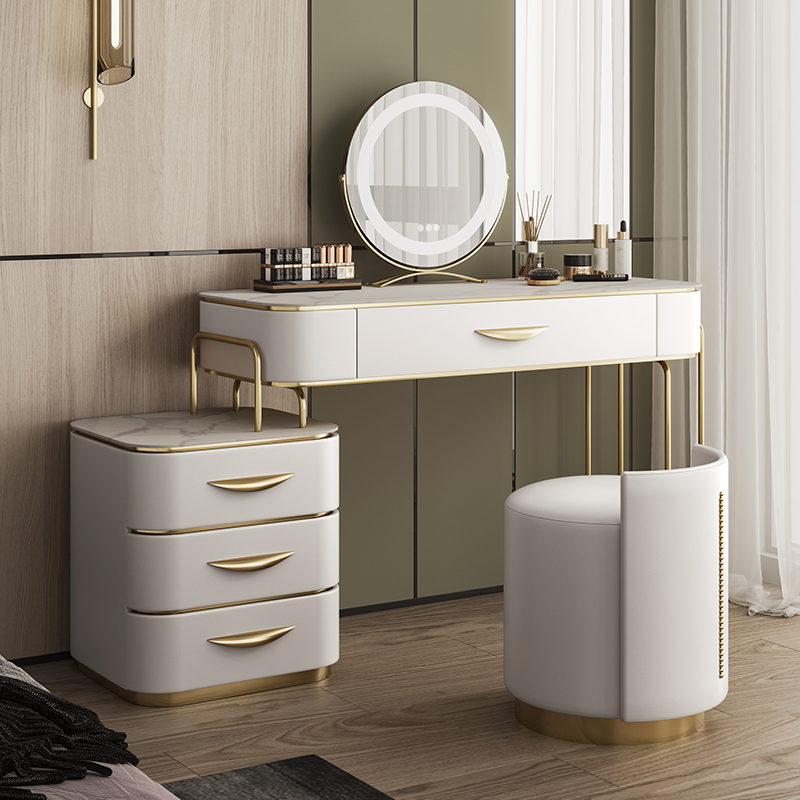 Light Extravagant Rock Board Makeup Bench Bedroom Modern Minimalist Minima Small Family Type of Contained Cabinet Integrated Net Red Makeup Table