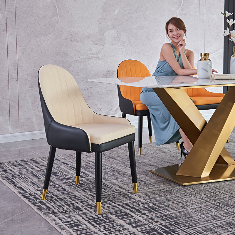 Rear Modern Dining Chair Italian Designer Fashion Light Extravaganza Black Leather Backrest Harbor Style New Vintage Dining Room Chair