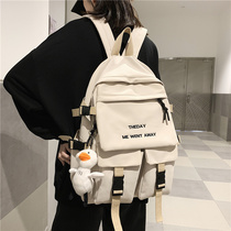 School bag female middle school students junior high school students Korean version Harajuku ulzzang large capacity backpack mens backpack tide 15 6 inches