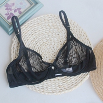 No sponge thin ultra-thin bra suit show big chest show small underwear women sexy mesh full transparent bra women