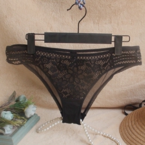 European and American brand underwear female sense transparent lace hollow mesh yarn half-pack hip briefs Low waist large size pants for women