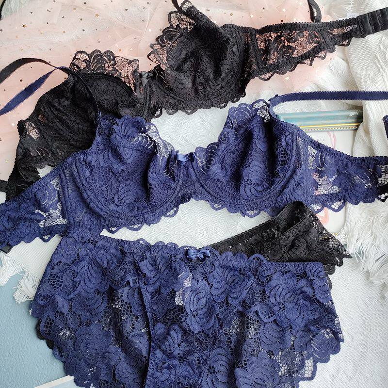 Ultra thin lingerie suit sexy and comfortable seductive summer lingerie breathable big chest and large size and size bra