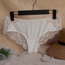 E Export Europe and the United States foreign trade original single underwear Female sense of semi-lace low waist large size briefs temptation transparent underpants