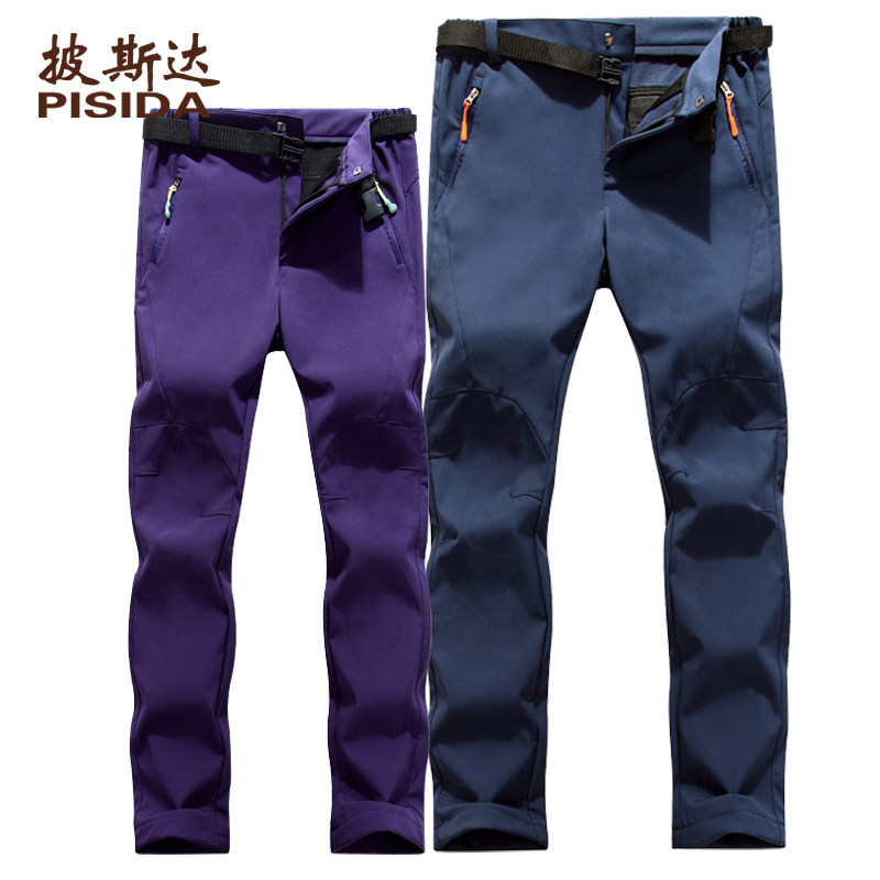 Outdoor pants men single layer waterproof plus thickness and breathable autumn and winter warmth and wind insulation
