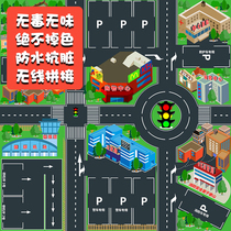 City traffic map scene drawing childrens floor mat food grade polypropylene material
