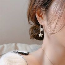 South Korea Gate Temperament Pearl Rear Hanging Ear Hook Stars Earrings Female New Wave Net Red Fashion 100 Hitch Wear