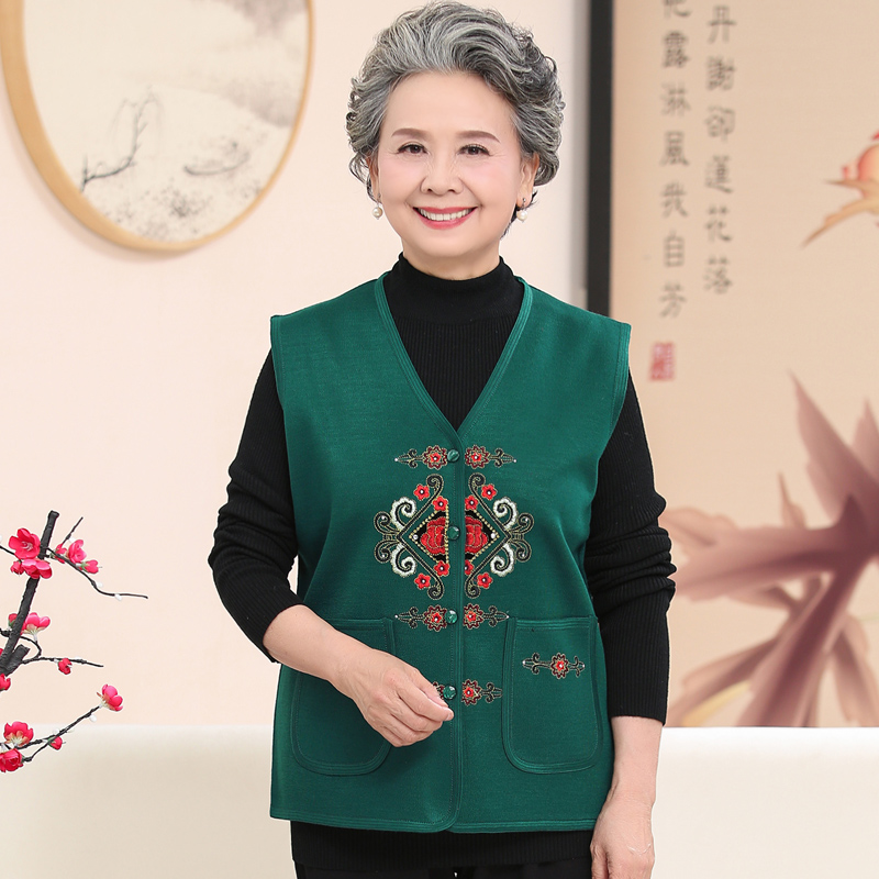 老年人女装秋冬季开衫60姥姥奶奶70多岁80坎肩背心马夹90外穿马甲