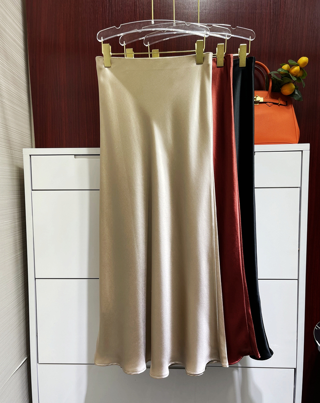 Top Quality! Heavy Acetate Satin Ankle-Length Skirt for Tall Women, Silky Drape, High-Waisted, Slimming, Elegant Half Skirt for Women Top Quality! Heavy Acetate Satin Ankle-Length Skirt for Tall Women, Silky Drape, High-Waisted, Slimming, Elegant Half Skirt for Women