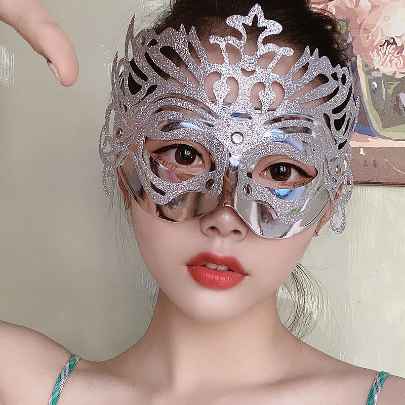 Halloween half face princess crown mask masquerade stage performance emotional fun ancient fairy props