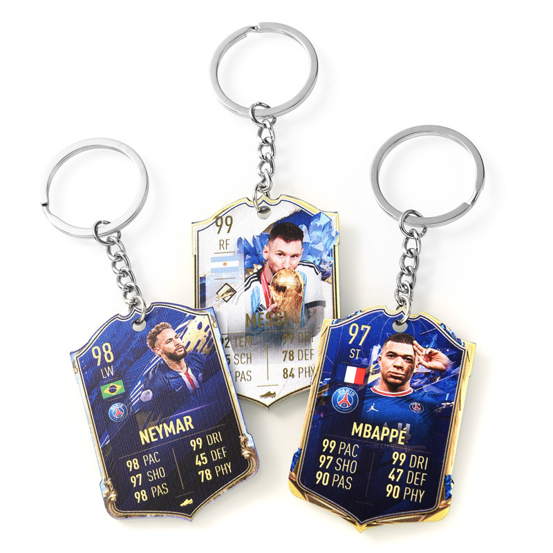 Keychain Messi Ronaldo Neymar Mbappe Fifa Football World Star Fan Merchandise Pendant Accessories for Men