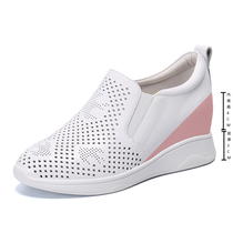 High-rise small white shoes women's leather 2022 spring shoes casual fashion light breathable slim loafers women