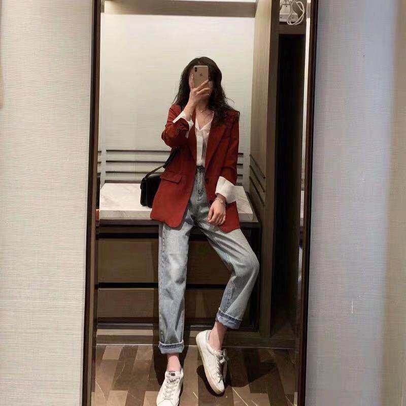 In the spring of 2023, the new style of foreign style is small and tall, with light and familiar style Korean style suit professional two-piece suit for women